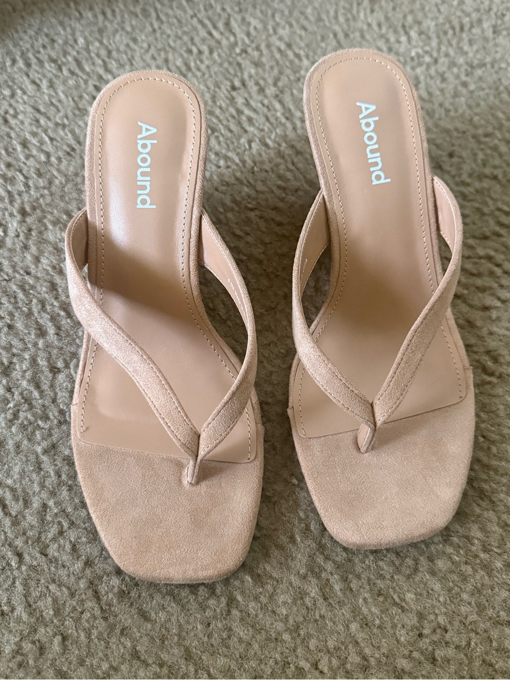 Abound Blush Suede Square-Toe Thong Heels